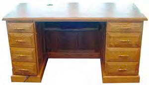 drawers and a hanging file drawer for letter-size files Writing boards and locks on both pedestals Optional keyboard tray Available with a roll-top hutch Director s Credenza with Hutch Credenza