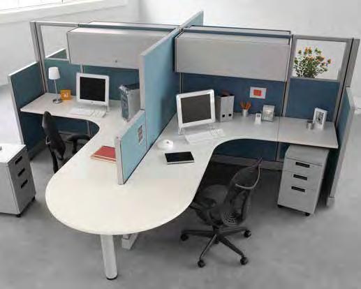 available on 57 and taller panels Optional raceways (with or without electrical) add extra height to panels High-pressure laminate work surfaces with vinyl t-mold edging Provide a work surface for