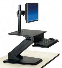 single or dual monitor mounts (sold separately) or simply set monitor or laptop on the monitor platform Grommet at center back allows for easy installation of monitor mount Available in black or