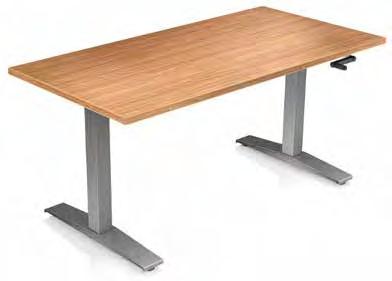and L-shaped work surfaces High-pressure laminate work surface with vinyl t-mold edging standard; veneer tops and other edge-banding styles available Clean T-leg design and absence of low-hanging