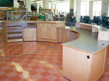 Circulation Desk layouts can range from the simplest straight desk to more complex L-shaped, angular, curved or circular configurations.