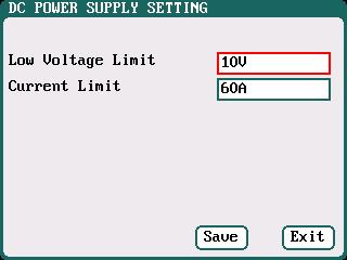 enters the relevant power supply setting to to save and return to the previous interface.