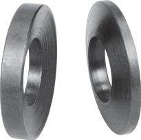 Spherical Washers Black Oxide Finish: steel washers only Case Hardened: steel washers only Material: 12L14 steel or 303 stainless steel Tops and bottoms also sold separately Reduces stress on threads