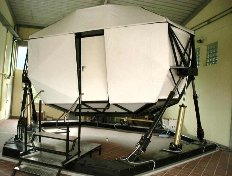 Driving Simulator Motion system: - Stewart platform with 6 degrees of freedom - 6 electrical actuators, 3 passive pneumatic actuators Visual system: - 180 frontal, horizontal