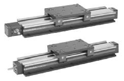 guide to the linear pneumatic and electrical system Anodized aluminium guides for medium loads.