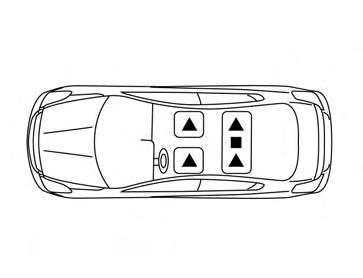 LRS2695 The illustration shows the seating positions equipped with head restraints/headrests. Indicates the seating position is equipped with a head restraint.