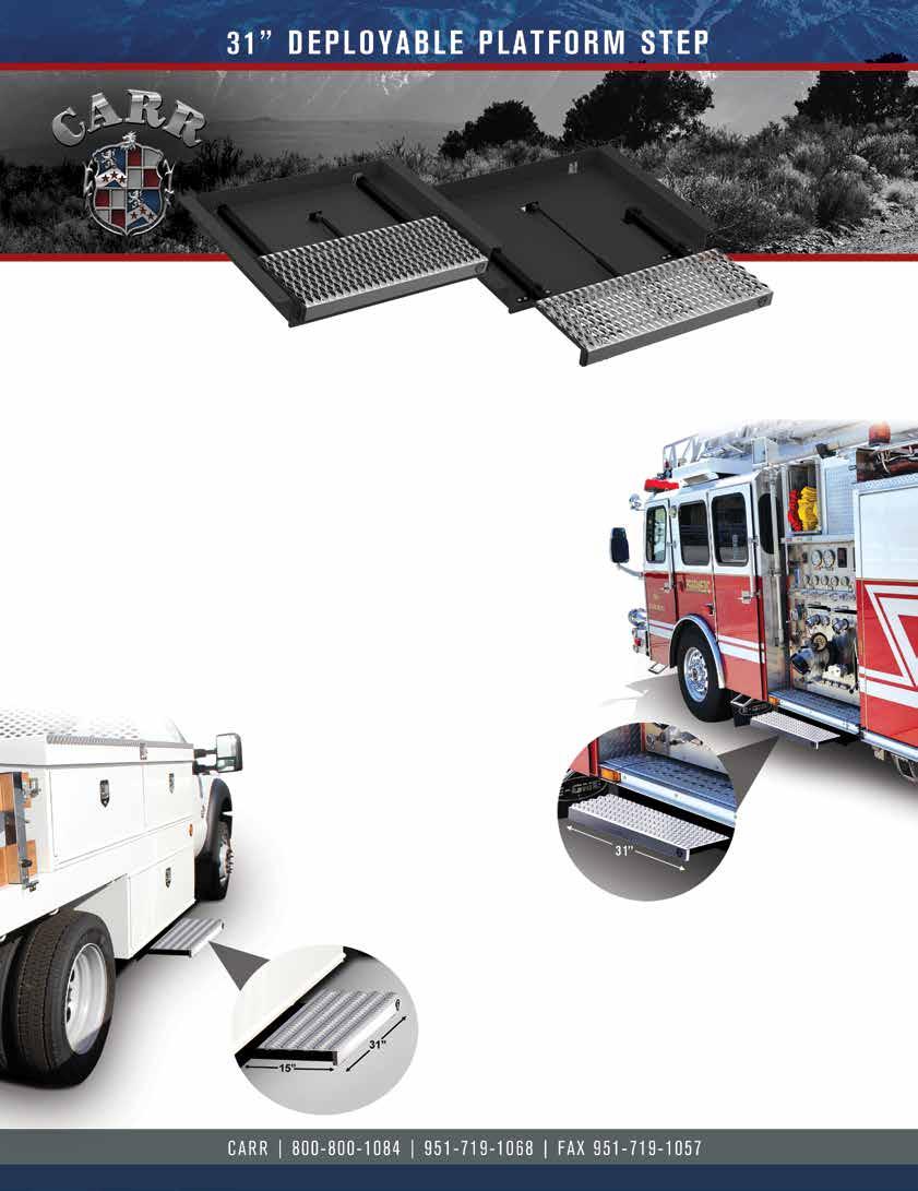 31 DEPLOYABLE PLATFORM STEP This step provides safe and easy access to the side and top rack of any service truck where exterior tool boxes, cabinets and ladder racks are used.