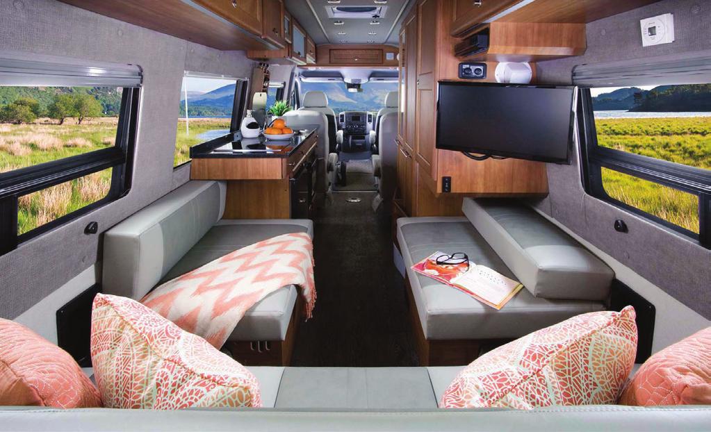 & spacious permanent bathroom with stand-up shower Heated driver & passenger seats Enhanced