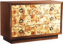 5W  Decorative fretwork over reversible Mappa Burl or Quartered Walnut panels 458-221 GARLAND DRESSER Overall Size: 50W x 20D x 33H in.