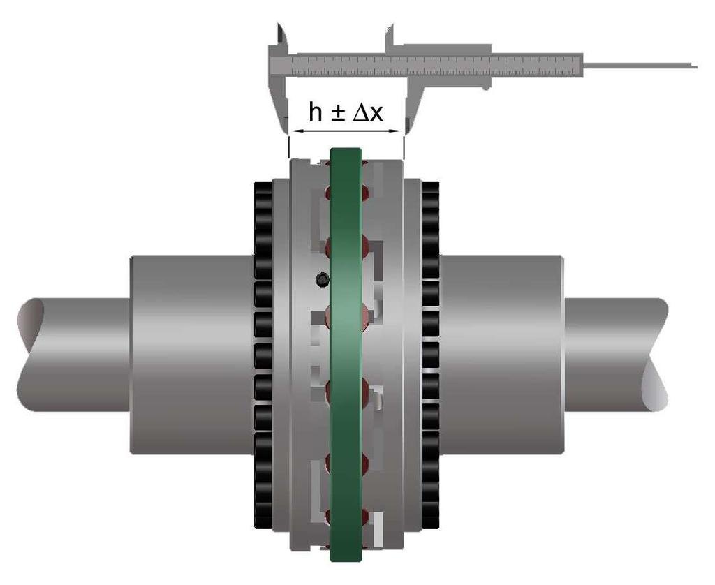 8.3 Axial misalignment Measure the axial flange distance h according to fig. 10. When aligning observe the flange distance dimension h with the max. permissible tolerance x according to table 8.