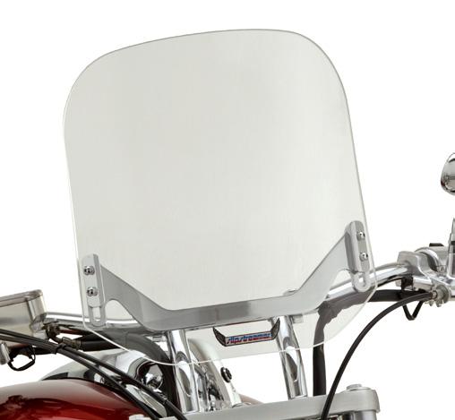 Dimensions: 15 H x 14 1/2 W HD-0-C Clear HD-0-T Smoke HD-3 Tombstone This ominous shield is designed to meet the needs of the biker who doesn t always want to ride behind a screen.