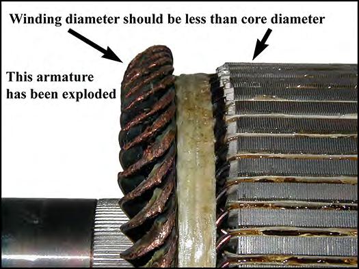 If the armature windings expanded enough to contact the field, then it is likely that the motor controller has bee damaged.
