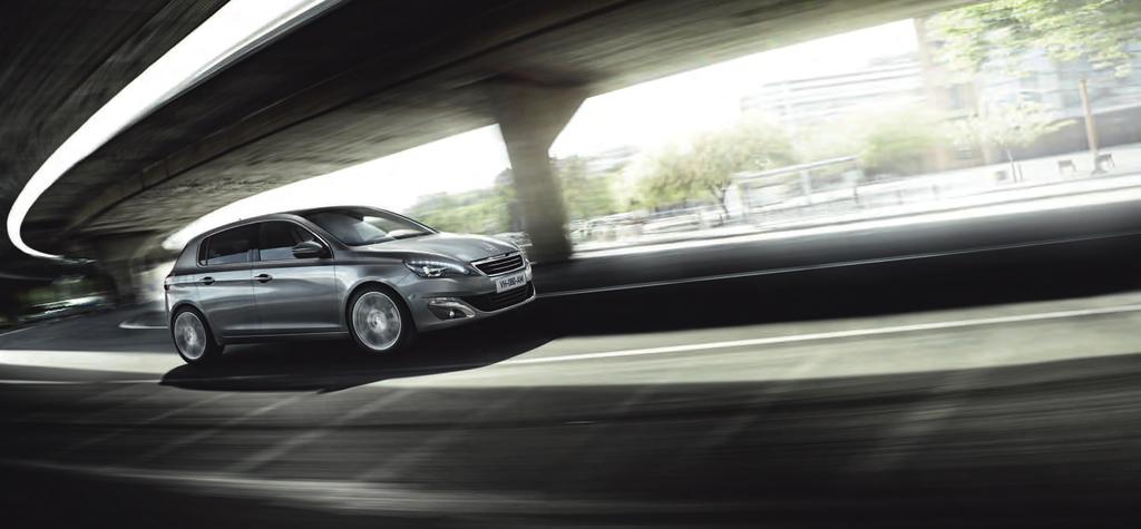 SLEEK DESIGN Refined in style, audacious in concept, Peugeot 308 brings a new dimension to driving experience. Large wheel arches and a lowered ground clearance emphasise its sleek and dynamic design.