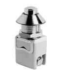 1200M/MR series Robust momentary pushbutton switches - metal plunger Solder lug/quick-connect terminals - screw terminals Flat or curved plunger Panel cut-out Ø 12,2 (.480) Single pole 121. 122. 120.