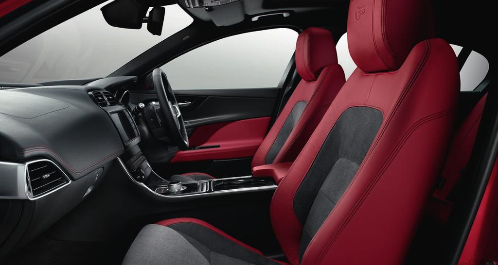 Interior Shown: Red leather Sports seats with Suedecloth inserts and contrast stitch, facia