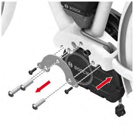 Removing the drive unit Loosen and remove the fixing screws ( Torx T30, Torx T40) and mounting plate (3). Pull the drive in the direction of motion to the right from the frame.