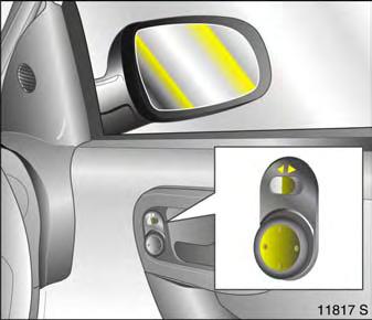 Electrically adjustable exterior mirrors 3: Four-way switch in driver s door Toggle switch to left