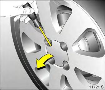 Alloy wheels 3: Prise off the hub cap using a screwdriver,