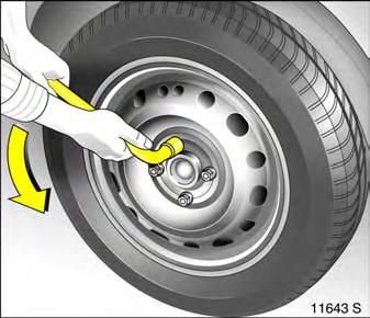 2. Slacken wheel bolts using wheel bolt
