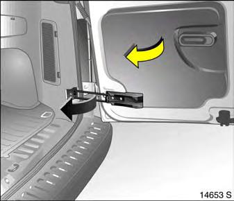 Tailgate, Combo Open right-hand door from outside by raising door handle or from inside by pressing handle. Release left-hand door from inside by pressing handle. The doors are arrested at a 90 angle.
