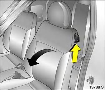 Disengage one or both rear seat backrests using the pushbuttons and fold down. Folding down the front passenger seat 3 Push passenger seat head restraint down and remove see page 57.