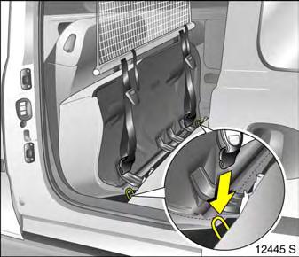 Reposition rear seat backrests and lock them into position. Fitting behind front seats Pull up both rear seat cushions.