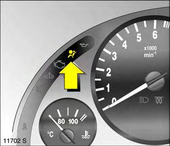 Control indicator v for airbag systems The airbag systems are monitored electronically together with seat occupancy recognition 3 and the belt tensioners.