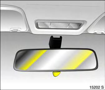 Adjusting interior mirror: Swivel mirror housing Swivel lever on underside of mirror housing to