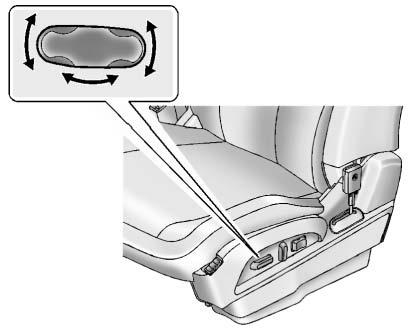 48 Seats and Restraints To adjust a power seat, if equipped:. Move the seat forward or rearward using the handle under the front of the seat cushion (1). See Seat Adjustment 0 47.