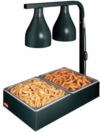 Portable Lamp Warmer The portable powdercoated Hatco Lamp Warmer has a specially designed stand that keeps food holding pans above the countertop and provides insulation to extend holding times.