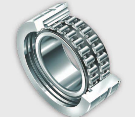 Beyond just acting as bearing supports for the cylinder, these multiple ring bearings allow the centre distance between cylinders to be changed, for instance in switch-on and switch-off operations or