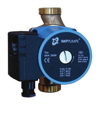 SAN (small pumps) - pumps for sanitary water SAN (ECO) xx/xx - 130 (180) fitting length [mm] max head [m] size (DN) [mm] 3 speed pump for sanitary water SAN ECO 15/15 High efficient, manually