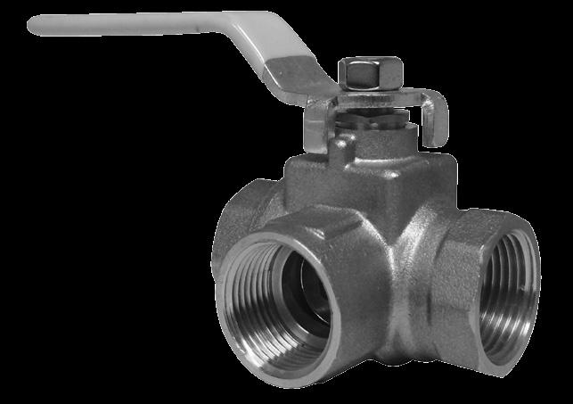 HANDLE 3-WAY BALL VALVE SIDE OUTLET 3-WAY BALL VALVE BRASS 600WOG FULL PORT L 1 2 3 Forged Brass 600 WOG Temp Rating 0-230 F H 4 D 6 5 ROTATION 0 45 HANDLE