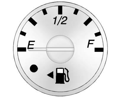 5-12 Instruments and Controls English The fuel gauge, when the ignition is on, indicates how much fuel is left in the vehicle fuel tank.