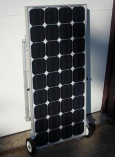 When transporting the solar panel in a vehicle always position it horizontally, supported on the cord brackets as shown below 7.