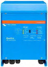 Quattro inverter/charger 3kVA - 10kVA 230V Lithium Ion battery compatible Two AC inputs with integrated transfer switch The Quattro can be connected to two independent AC sources, for example