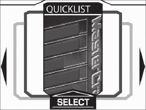 QuickList Action: Select go to RPM QuickList Action: List go to Rider The QUICKLIST allows the user to easily save a boat setup.