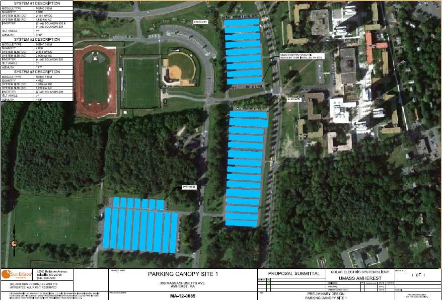 Custom Solar Solution for University of Massachusetts, Amherst Technology Price System Size: 7837 kilowatts (kw) Upfront Costs: No charge Modules: SunTech 280 Energy Price: $0.
