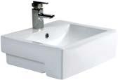 00 ATLEY space saving semi-recessed basin H 205 X W 550 X D 378MM - available with one tap hole - requires slotted waste