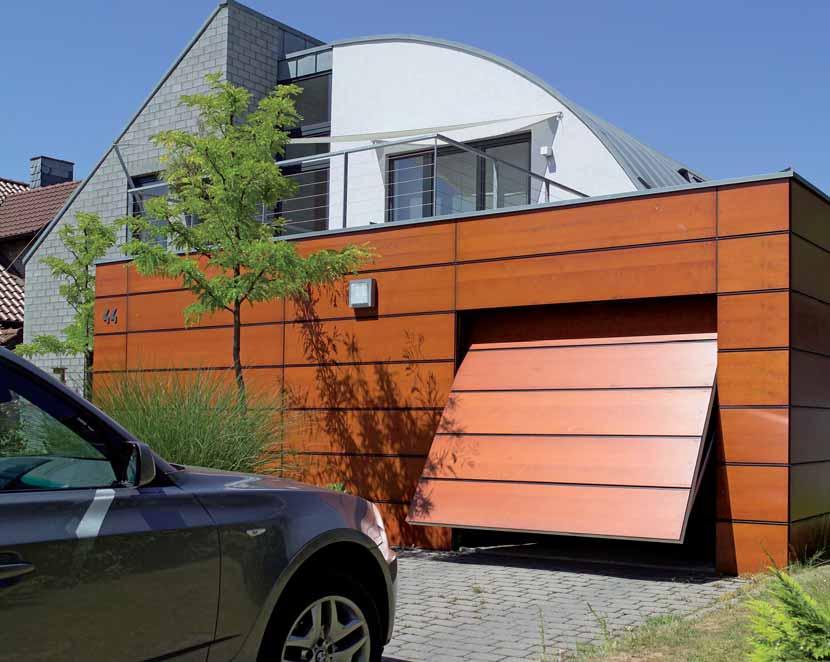 Make your garage door invisible. The door can be integrated seamlessly in your facade design with exclusive, flush-fitting panel cladding.