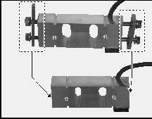 A) down through the base plate (116.B). Position the new weighing system (116) and loosely fasten it. - Align the weighing system (116) and tighten the 2 screws (x) to 7.