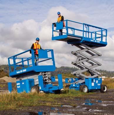 Boost Your Performance and Power Genie rough terrain scissor lifts are tough, construction-oriented four-wheel drive machines with positive traction control ideal for increasing