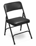 CHAIRS RAY1210 RAY2208 Vinyl Upholstered Premium Steel Folding Chairs Two U-shaped double riveted cross braces 18-gauge steel tubing Fully upholstered seat and back attached with 6