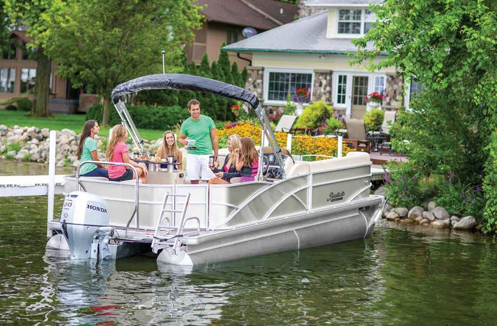 occasion. STANDARD ON ALL SWEETWATER PREMIUM PONTOON BOATS Playpen cover. Four (4) stainless steel fixed cleats. Easy-climb stern ladder. LED docking lights.