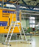 Z600 Platform ladder, mobile, double-sided access A practical mobile ladder that can be used anywhere. Stand without getting tired on 80 mm deep treads. 2 fixed castors, dia. 125 mm.