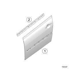 SIDE OPENING ELEMENTS Front side door panel: Description 47A I - COMPOSITION OF THE SPARE PART B84 Mark Description Type Thickness (mm) (1)