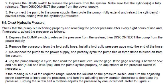 NOTE The pressure switch should only be adjusted if the pump is not