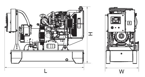 WEIGHT AND DIMENSIONS SKID MOUNTED GENERATOR DIMENSIONS (LxWxH) In 134 x 44 x 81 DRY WEIGHT Lbs 5888 SOUND ATTENUATED GENERATOR DIMENSIONS (LxWxH) In 157 x 56 x 83 DRY