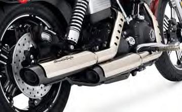 Chrome mufflers allow for the reuse of stock muffler shields or the separate purchase of Chrome Screamin Eagle Script Muffler Shields.