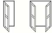 HINGE DOOR CONFIGURATION WIDTH Unit 10mm smaller Natural Anodised DOOR HEIGHT: 2100(h) Unit height 2090
